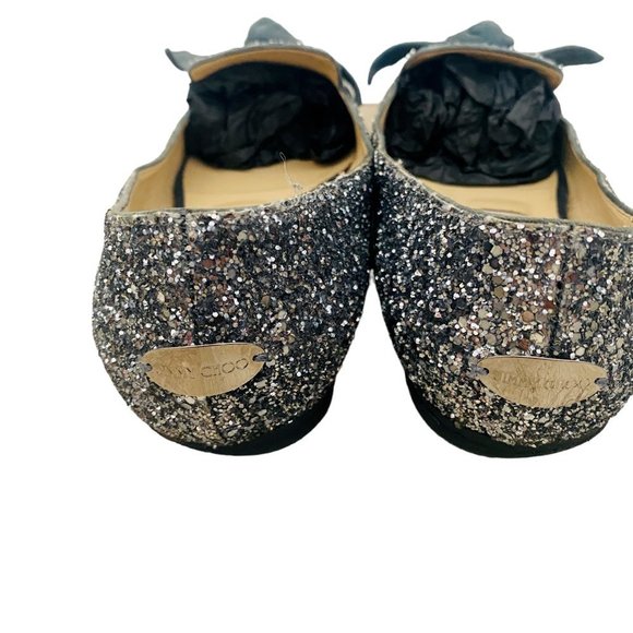 Jimmy Choo Gabie Flat Silver/Dusk Glitter Flats Women's Size 39 + Box + Dustbag - Picture 6 of 12
